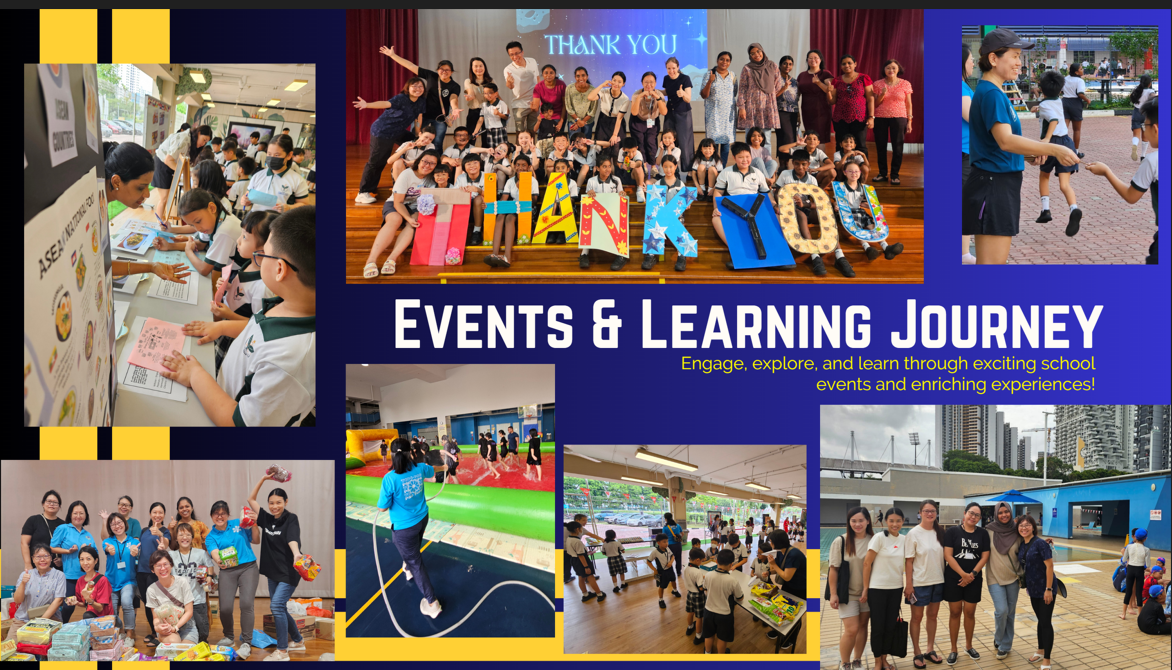 Images of parent volunteers helping out at events and learning journeys.